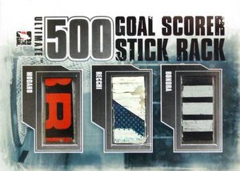 2012-13 In The Game Ultimate Memorabilia - 500 Goal Scorer Stick Rack #2 Peter Bondra / Mark Recchi / Mike Modano Front