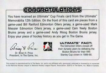 2012-13 In The Game Ultimate Memorabilia - Cup Finals #NNO Bill Ranford / Mark Messier / Cam Neely / Andy Moog Back
