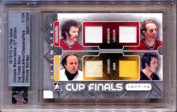 2012-13 In The Game Ultimate Memorabilia - Cup Finals #NNO Larry Robinson / Guy Lafleur / Gerry Cheevers / Brad Park Front