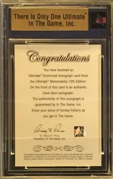 2012-13 In The Game Ultimate Memorabilia - Enshrined Autographs #14 Dave Keon Back