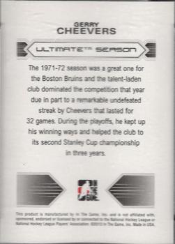2012-13 In The Game Ultimate Memorabilia - Gold #NNO Gerry Cheevers Back