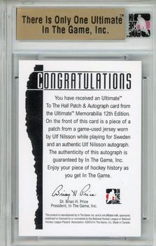 2012-13 In The Game Ultimate Memorabilia - To the Hall Autograph Patches #24 Ulf Nilsson Back