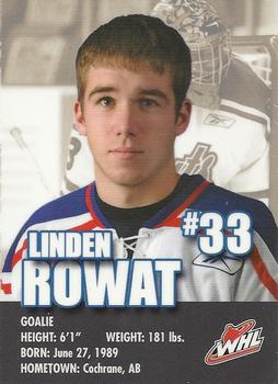 2007-08 Co-op Regina Pats (WHL) #24 Linden Rowat Back