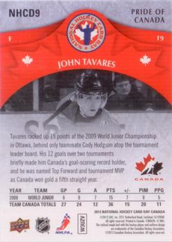 2013 Upper Deck National Hockey Card Day Canada #NHCD9 John Tavares Back