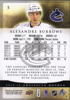 2013-14 Upper Deck Artifacts #5 Alexandre Burrows Back