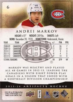 2013-14 Upper Deck Artifacts #6 Andrei Markov Back