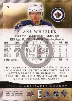 2013-14 Upper Deck Artifacts #7 Blake Wheeler Back