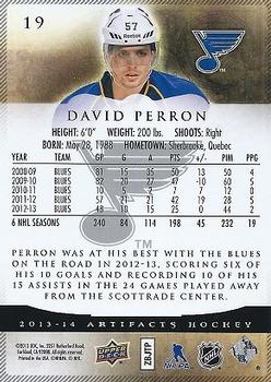 2013-14 Upper Deck Artifacts #19 David Perron Back