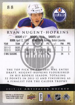 2013-14 Upper Deck Artifacts #88 Ryan Nugent-Hopkins Back