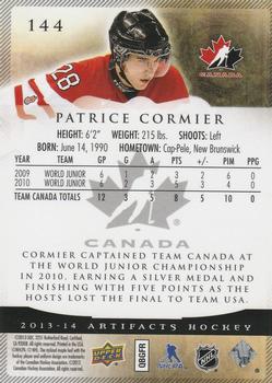2013-14 Upper Deck Artifacts #144 Patrice Cormier Back