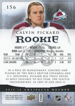2013-14 Upper Deck Artifacts #156 Calvin Pickard Back