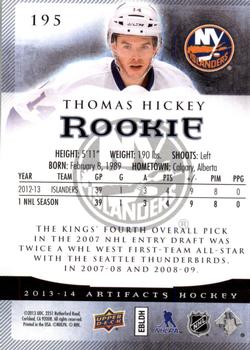 2013-14 Upper Deck Artifacts #195 Thomas Hickey Back