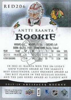 2013-14 Upper Deck Artifacts #RED206 Antti Raanta Back