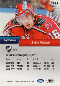 2011-12 Cardset Finland #019 Ville Peltonen Back