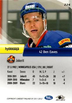 2011-12 Cardset Finland #226 Ben Eaves Back