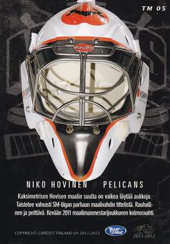 2011-12 Cardset Finland - The Masks #TM5b Niko Hovinen Back
