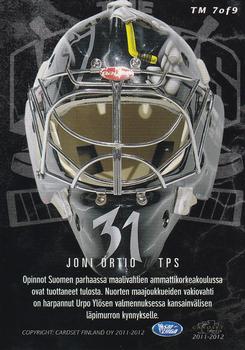 2011-12 Cardset Finland - The Masks #TM7a Joni Ortio Back