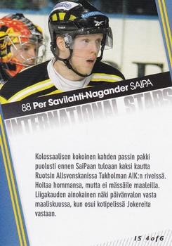 2011-12 Cardset Finland - International Stars #IS4 Per Savilahti-Nagander Back