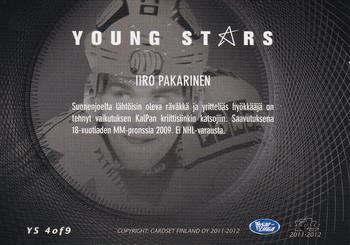 2011-12 Cardset Finland - Young Stars #YS4 Iiro Pakarinen Back