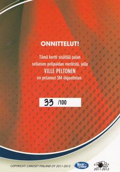 2011-12 Cardset Finland - Patch Exchange #NNO Ville Peltonen Back