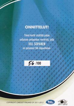 2011-12 Cardset Finland - Patch Exchange #NNO Vili Sopanen Back