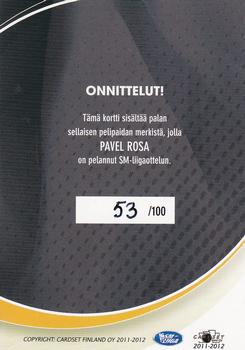 2011-12 Cardset Finland - Patch Exchange #NNO Pavel Rosa Back