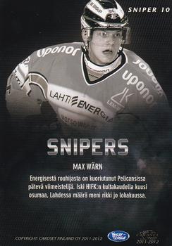 2011-12 Cardset Finland - Snipers #SN10 Max Wärn Back