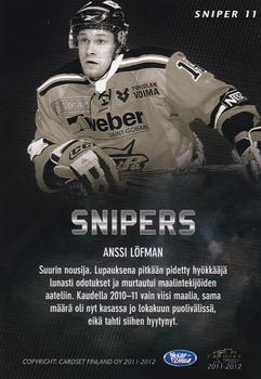 2011-12 Cardset Finland - Snipers #SN11 Anssi Löfman Back