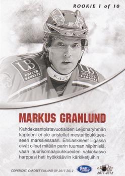 2011-12 Cardset Finland - Rookie #RK1 Markus Granlund Back