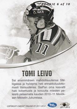 2011-12 Cardset Finland - Rookie #RK6 Tomi Leivo Back