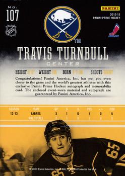 2012-13 Panini Prime #107 Travis Turnbull Back