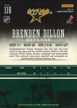 2012-13 Panini Prime #118 Brenden Dillon Back