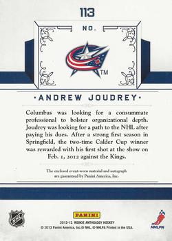2012-13 Panini Rookie Anthology - Rookie Treasures Patch #113 Andrew Joudrey Back