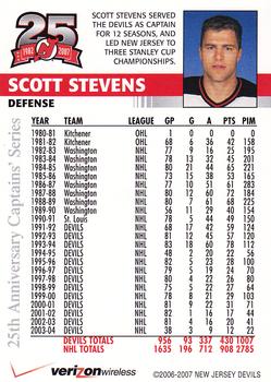 2006-07 25th Anniversary Captains' Series New Jersey Devils #NNO Scott Stevens Back