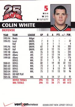 2006-07 25th Anniversary Captains' Series New Jersey Devils #NNO Colin White Back