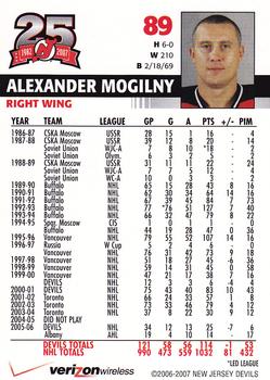 2006-07 25th Anniversary Captains' Series New Jersey Devils #NNO Alexander Mogilny Back