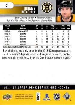 2013-14 Upper Deck #2 Johnny Boychuk Back
