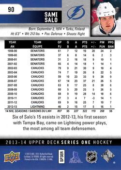 2013-14 Upper Deck #90 Sami Salo Back