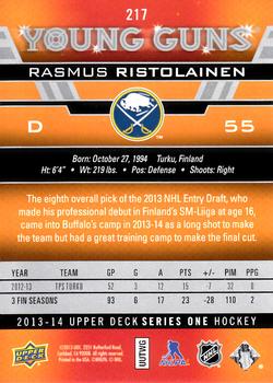 2013-14 Upper Deck #217 Rasmus Ristolainen Back