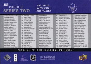 2013-14 Upper Deck #450 Phil Kessel / Nazem Kadri / Cody Franson Back