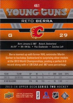 2013-14 Upper Deck #461 Reto Berra Back