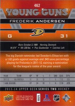 2013-14 Upper Deck #462 Frederik Andersen Back