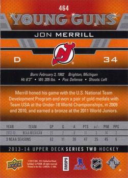 2013-14 Upper Deck #464 Jon Merrill Back