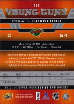 2013-14 Upper Deck #474 Mikael Granlund Back
