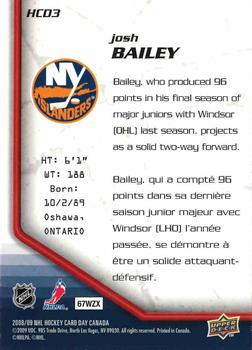 2009 Upper Deck National Hockey Card Day #HCD3 Josh Bailey Back