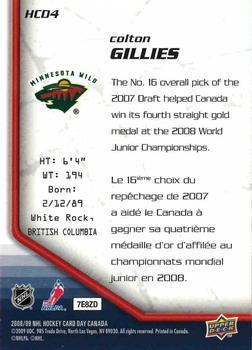2009 Upper Deck National Hockey Card Day #HCD4 Colton Gillies Back
