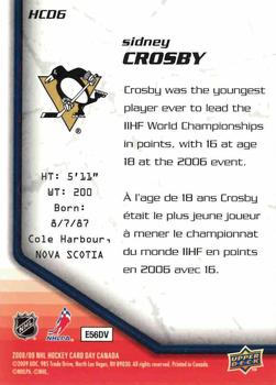 2009 Upper Deck National Hockey Card Day #HCD6 Sidney Crosby Back