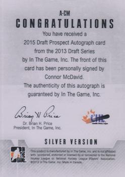 2012-13 In The Game Draft Prospects - Autographs Silver #A-CM Connor McDavid Back
