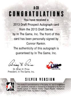 2012-13 In The Game Draft Prospects - Autographs Silver #A-CR Connor Rankin Back