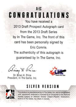 2012-13 In The Game Draft Prospects - Autographs Silver #A-EC Eric Comrie Back
